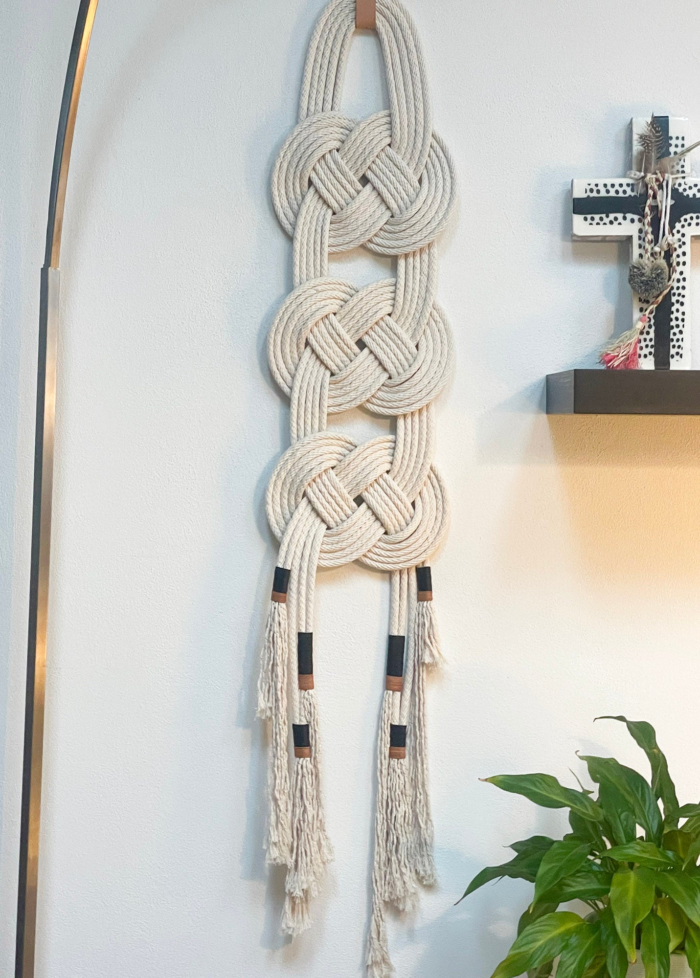 Double Coin knotted wall hanging