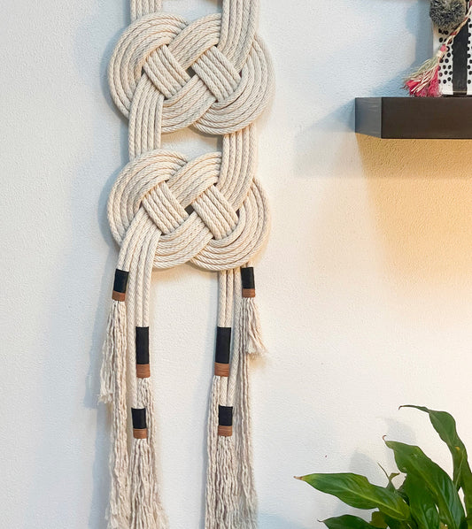 Double Coin knotted wall hanging