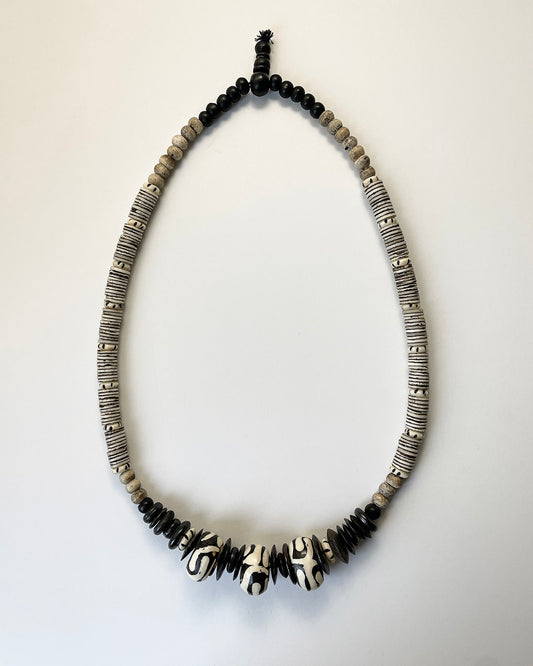 Batik bone and coconut necklace