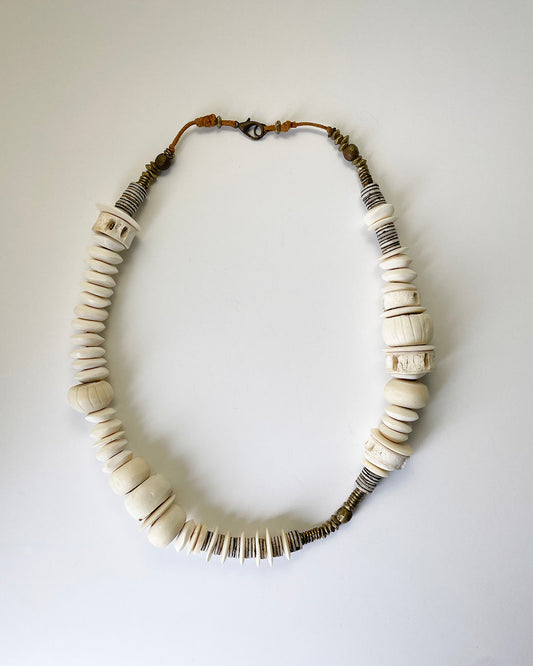 Bone and coconut bead necklace